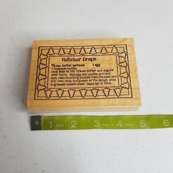 Darcie's Reindeer Drops Rubber Stamp T-4595 Christmas Recipe Kitchen